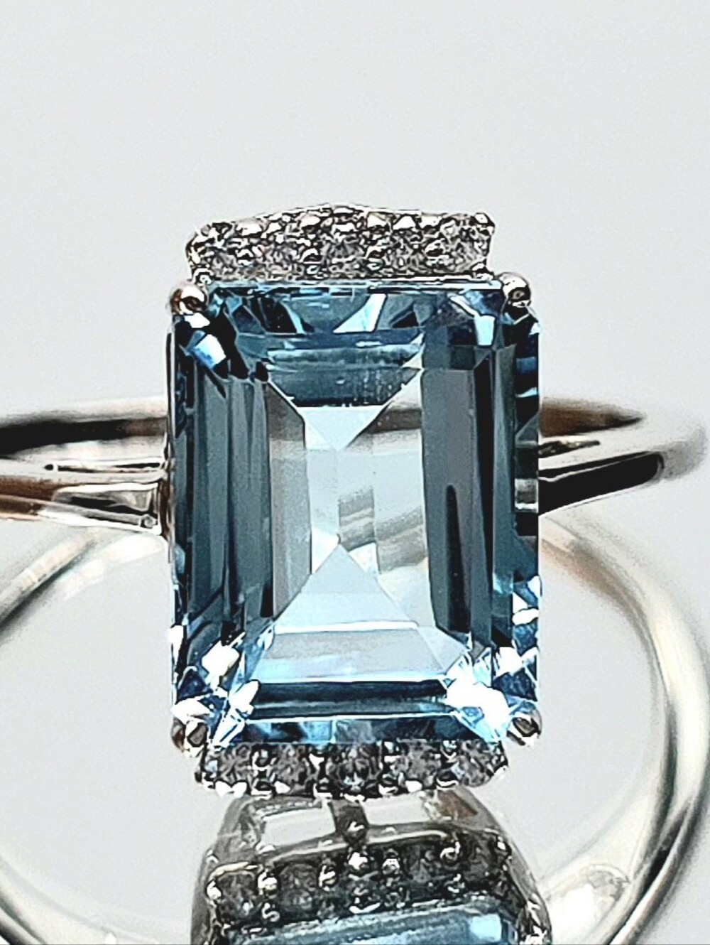 4.67 CT Blue Topaz Ring, 925 Sterling Silver Octagon Gemstone Ring Size 7